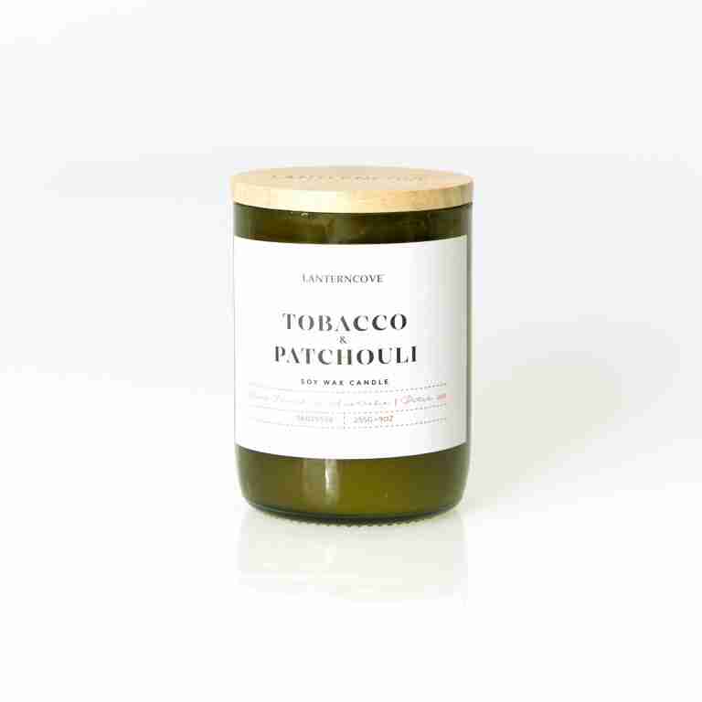 Jade 9 oz Soy Wax Candle Tobacco & Patchouli Lantern Cove Home