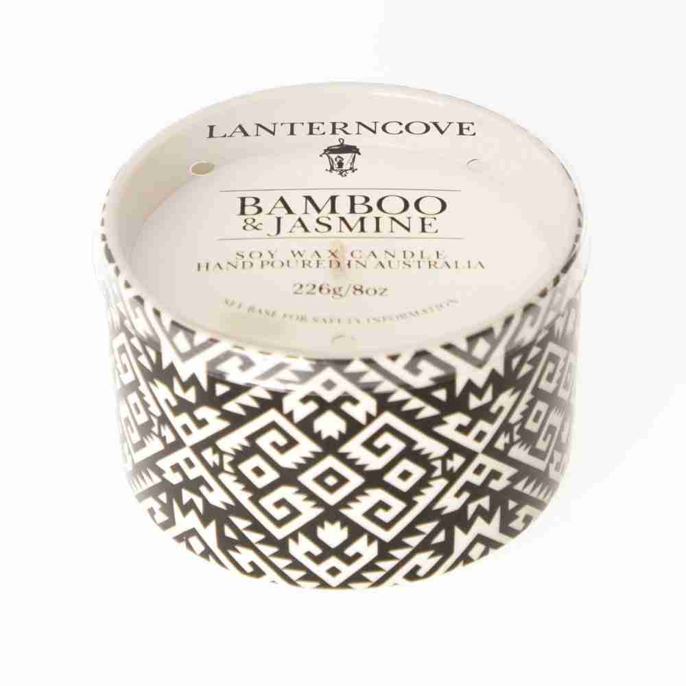 BricABrac 8 oz Soy Wax Candle Bamboo & Jasmine Lantern Cove