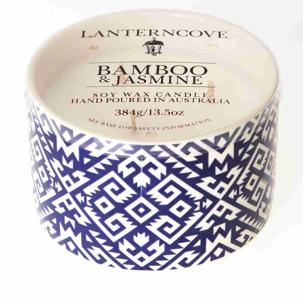 BricABrac 13.5 oz Soy Wax Candle Bamboo & Jasmine Lantern Cove